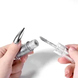 Gel De Unhas Líquido Mágico Espelho Cromado Pó Glitter