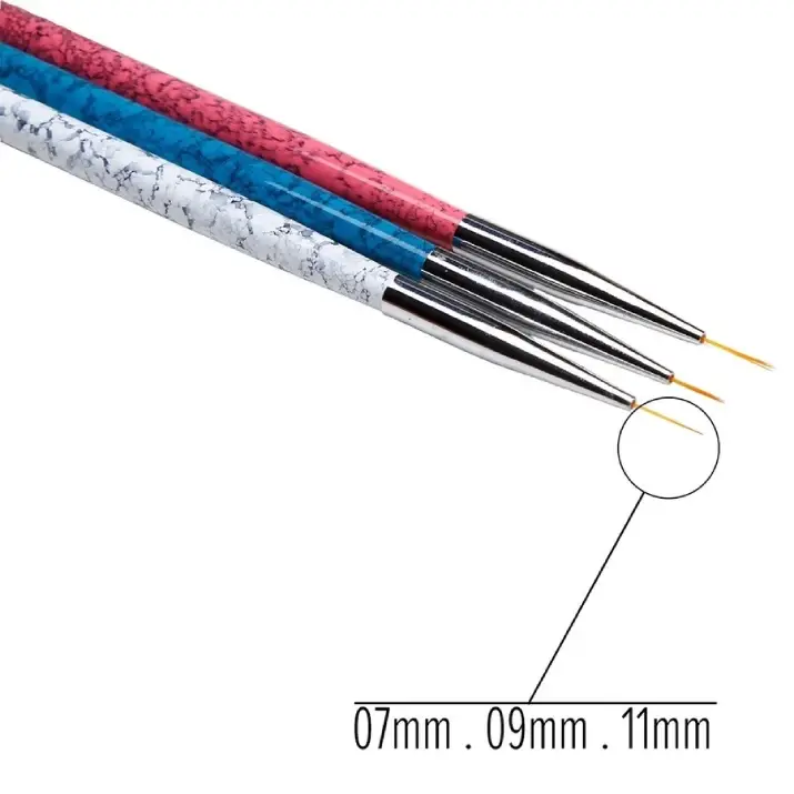 Kit 3 Pincéis Granulado para Decoração Nail Art