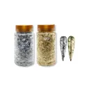 Kit 2 Folha Metálica Decorativa para Unhas Dourado e Prata